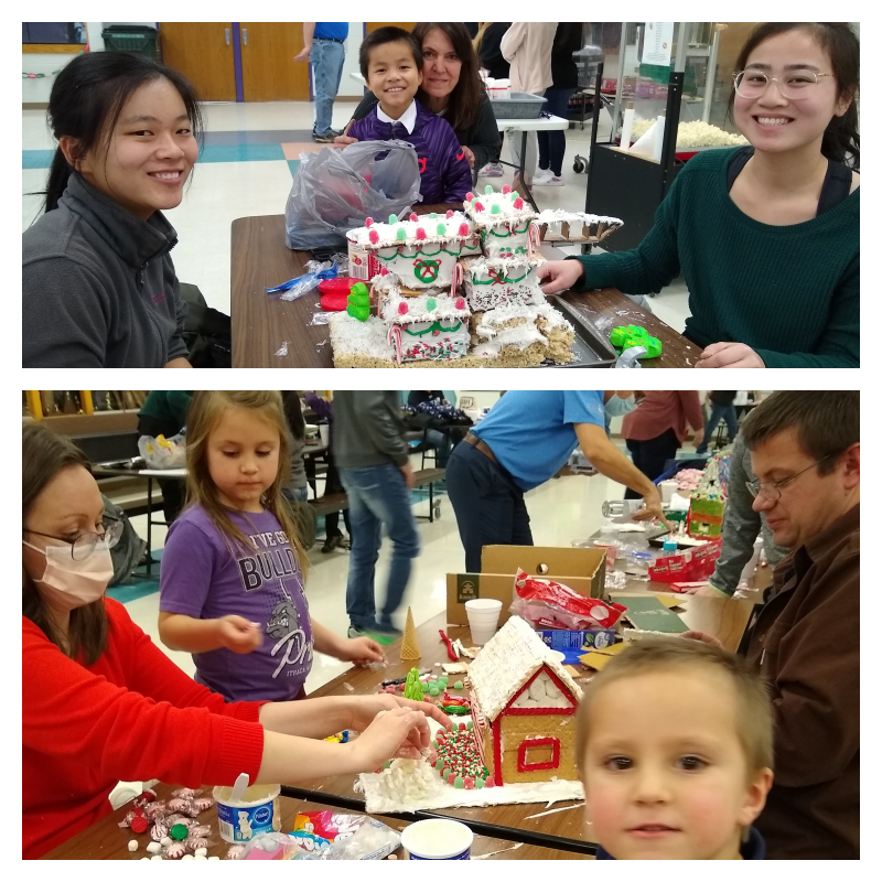 Families at Ithaca PTSO Gingerbread House night