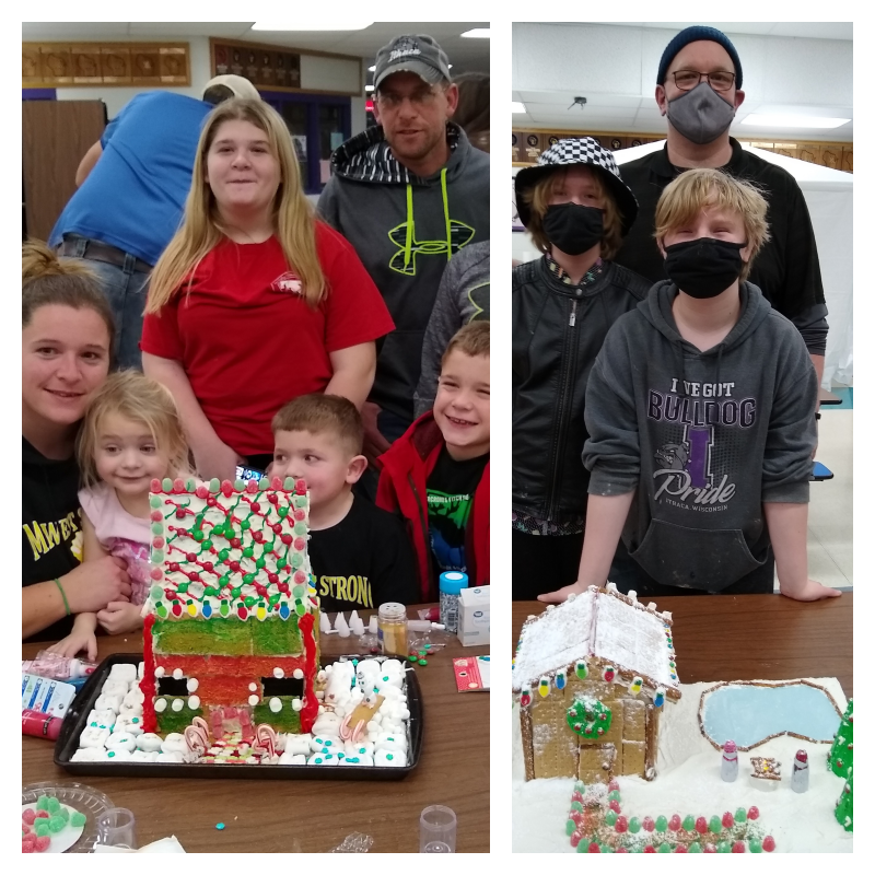 Families show off their Gingerbread Houses at Ithaca PTSO night