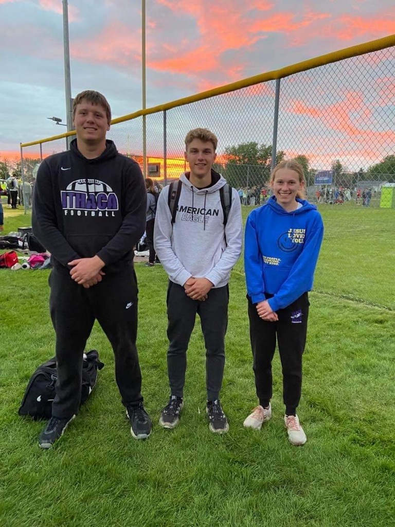 Ithaca/Weston Track and Field 2022 State Qualifiers Caleb Marchwick, Ty Kershner, and Kaylee Peterson
