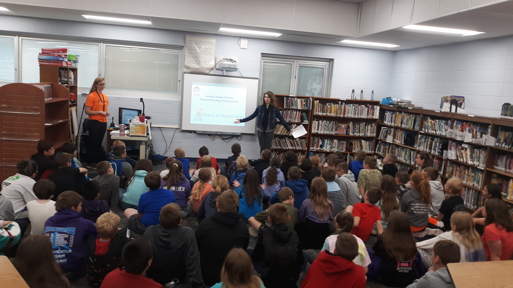 Stacy Pilla from the Brewer Public Library presented summer reading and library opportunities