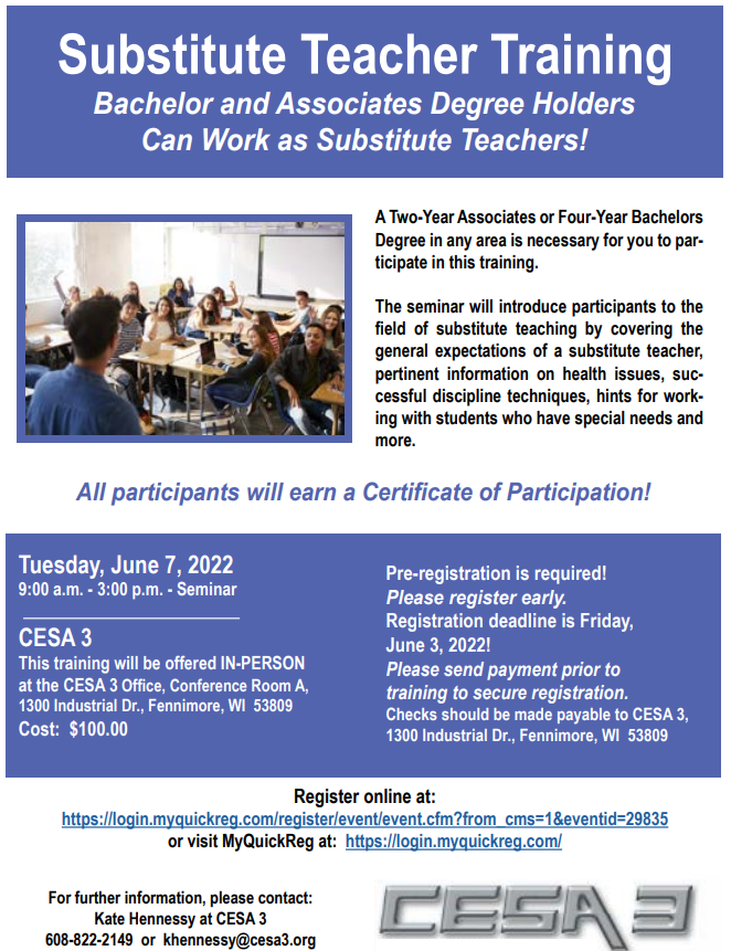 Substitute Teacher training at CESA