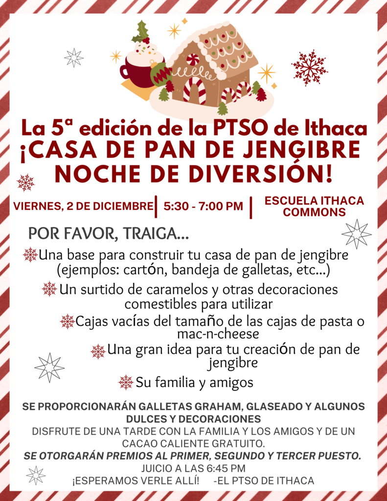 Noche divertida de la casa de pan de jengibre de Ithaca PTSO