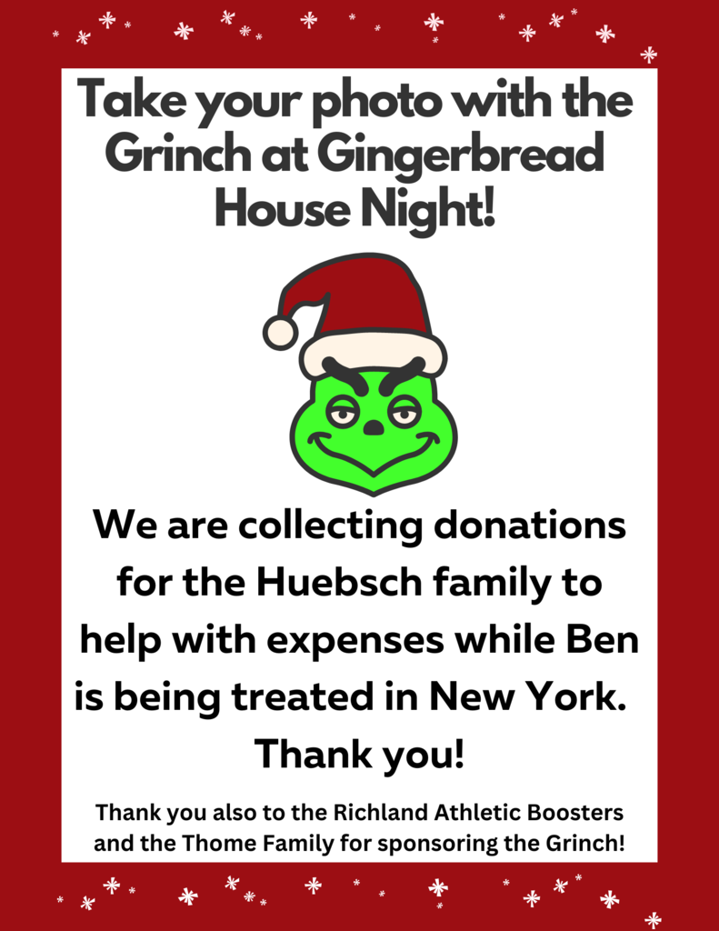 Grinch photo op at PTSO Gingerbread House Fun Night